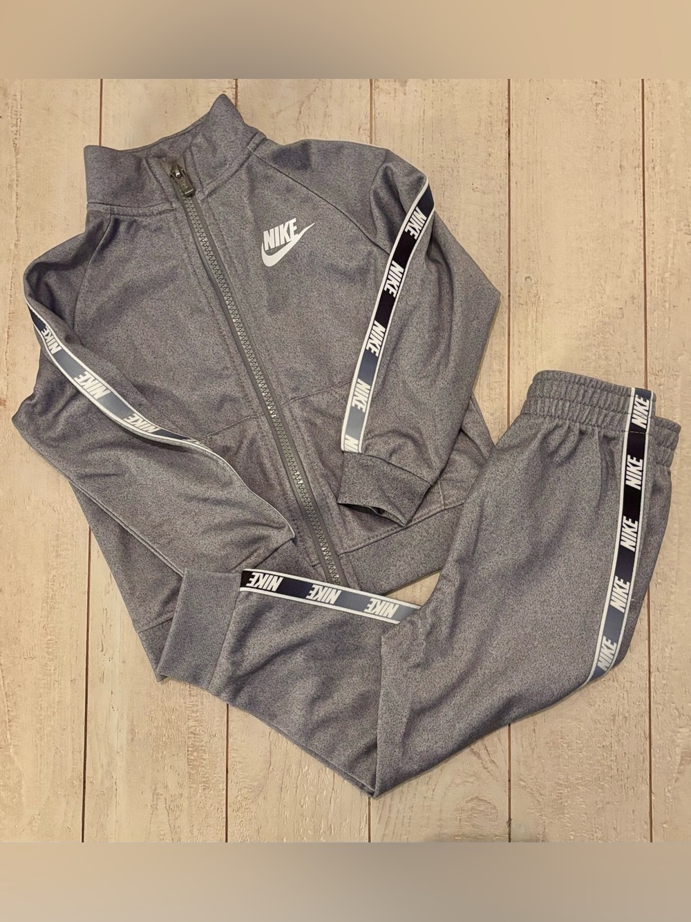 Nike Kids' Gray Logo-Trim Track Jogger Suit